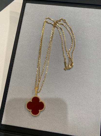 [Polaidi Jewelry]CLOVER 25MM NECKLACE GOLD CARNELIAN