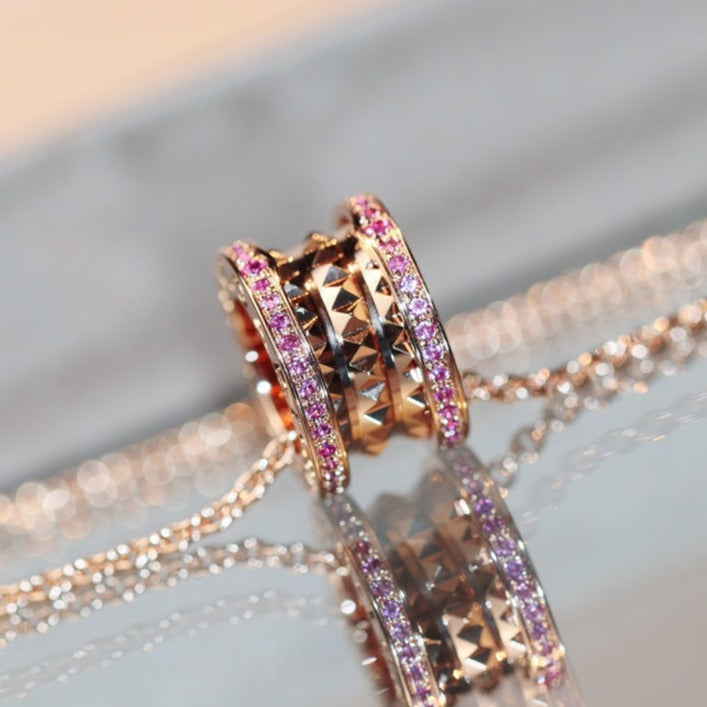 [Polaidi Jewelry]ZERO 1 ROCK PINK GOLD PINK DIAMOND NECKLACE