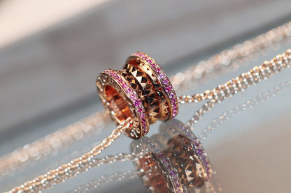 [Polaidi Jewelry]ZERO 1 ROCK PINK GOLD PINK DIAMOND NECKLACE