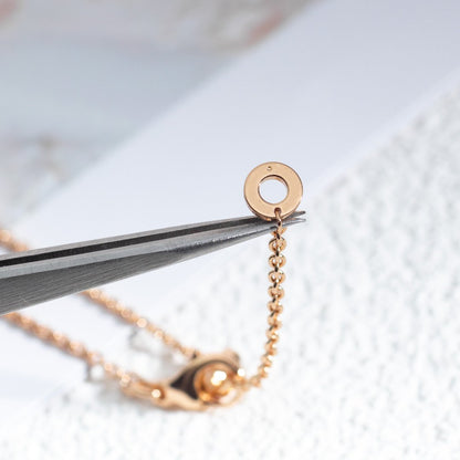 [Polaidi Jewelry]ZERO 1 WHITE CERAMIC PINK GOLD DIAMOND NECKLACE