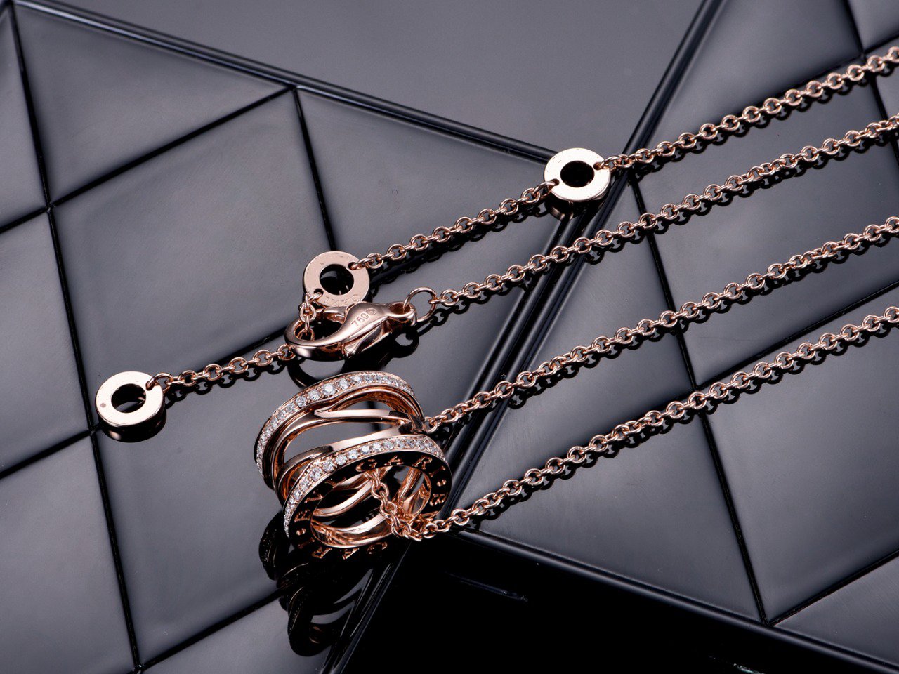 [Polaidi Jewelry]ZERO 1 PINK GOLD DIAMOND OPEN NECKLACE
