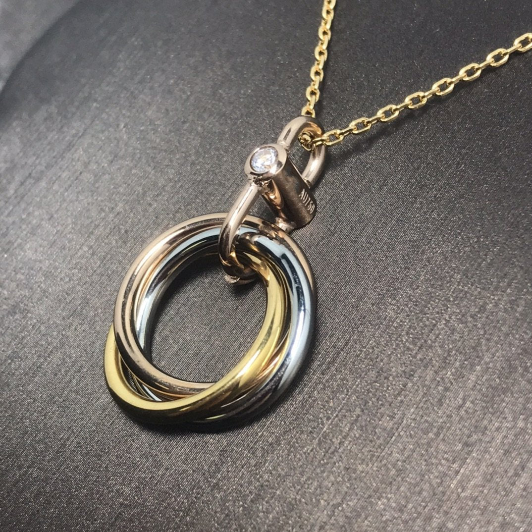 [Polaidi Jewelry]TRINITY SILVER GOLD PINK GOLD NECKLACE