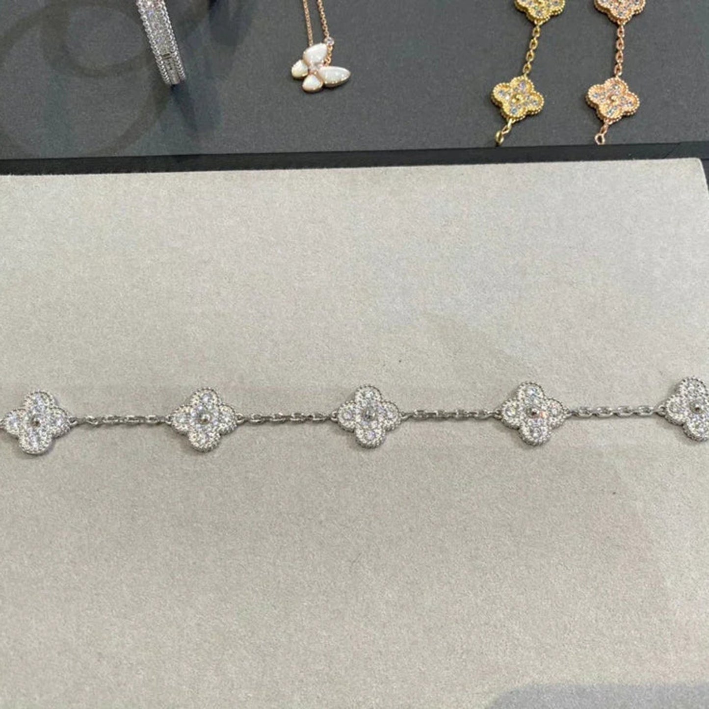 [：Polaidi Jewelry]CLOVER 5 MOTIFS  DIAMOND BRACELET SILVER