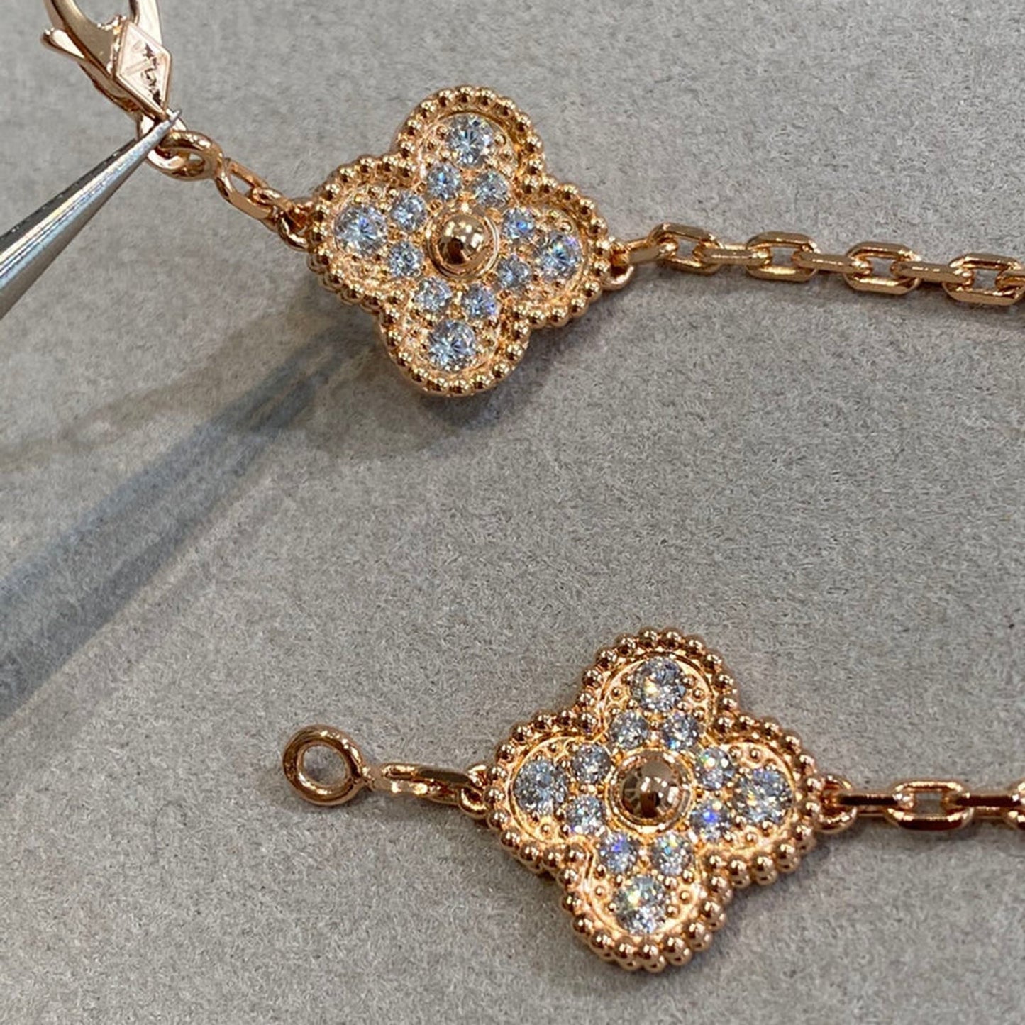[：Polaidi Jewelry]CLOVER 5 MOTIFS  FULL DIAMOND BRACELET