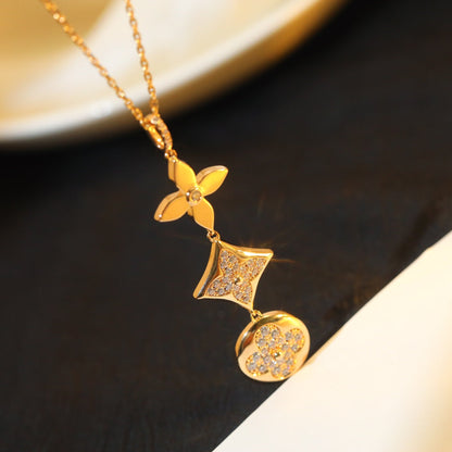 [Polaidi Jewelry]STAR AND SUN DIAMOND PINK GOLD NECKLACE