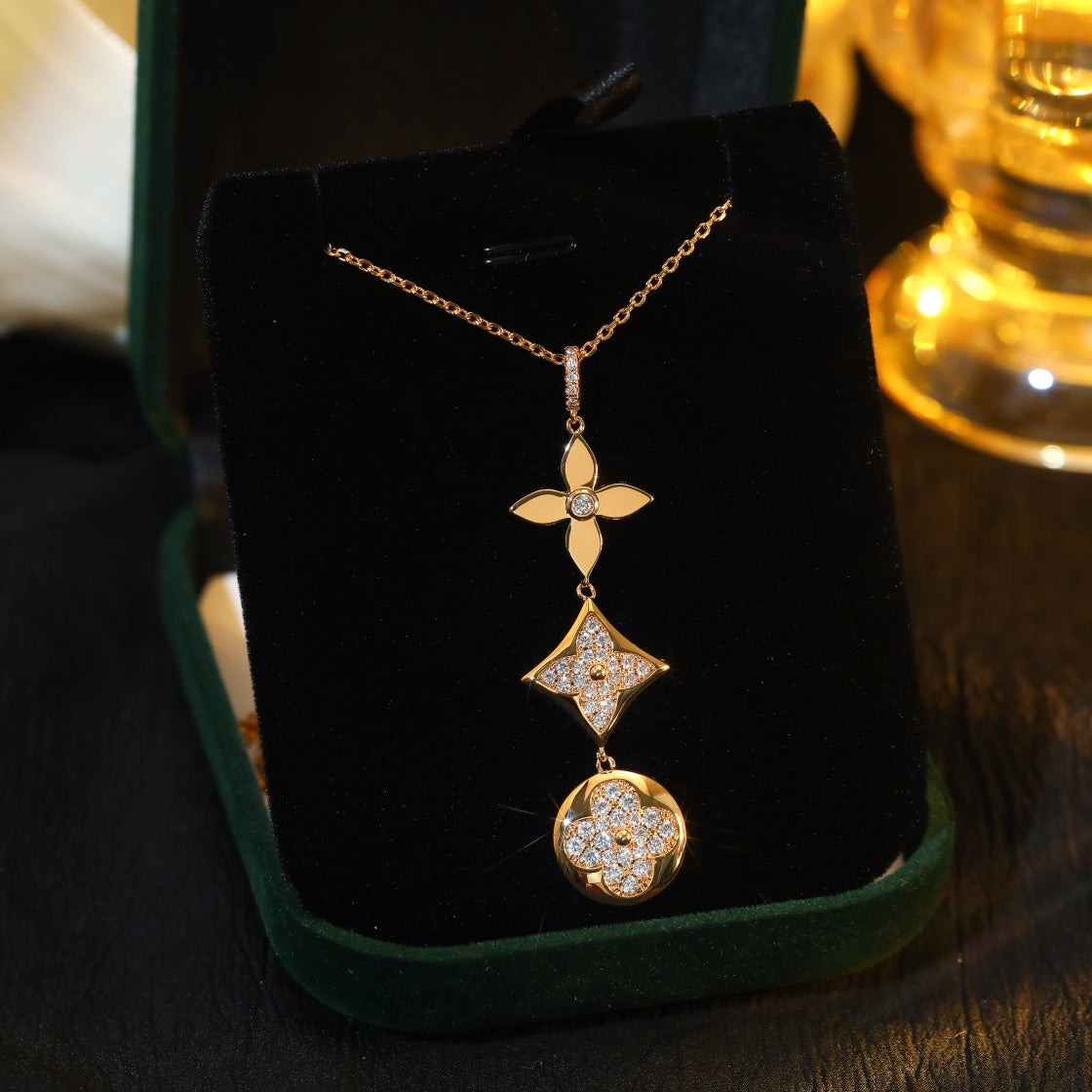 [Polaidi Jewelry]STAR AND SUN DIAMOND PINK GOLD NECKLACE