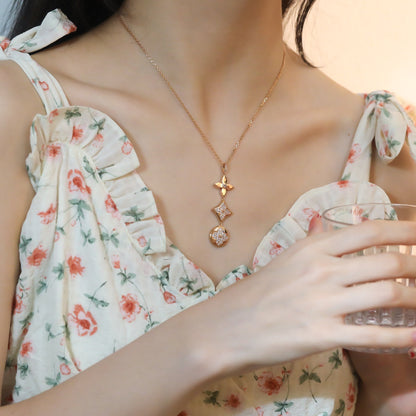 [：Polaidi Jewelry]スターアンドサン ダイヤモンドピンクゴールドネックレス
