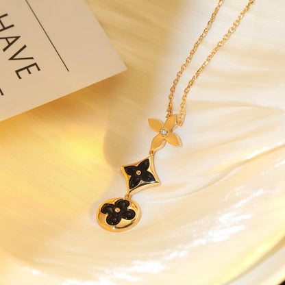 [Polaidi Jewelry]STAR AND SUN ONYX PINK GOLD NECKLACE
