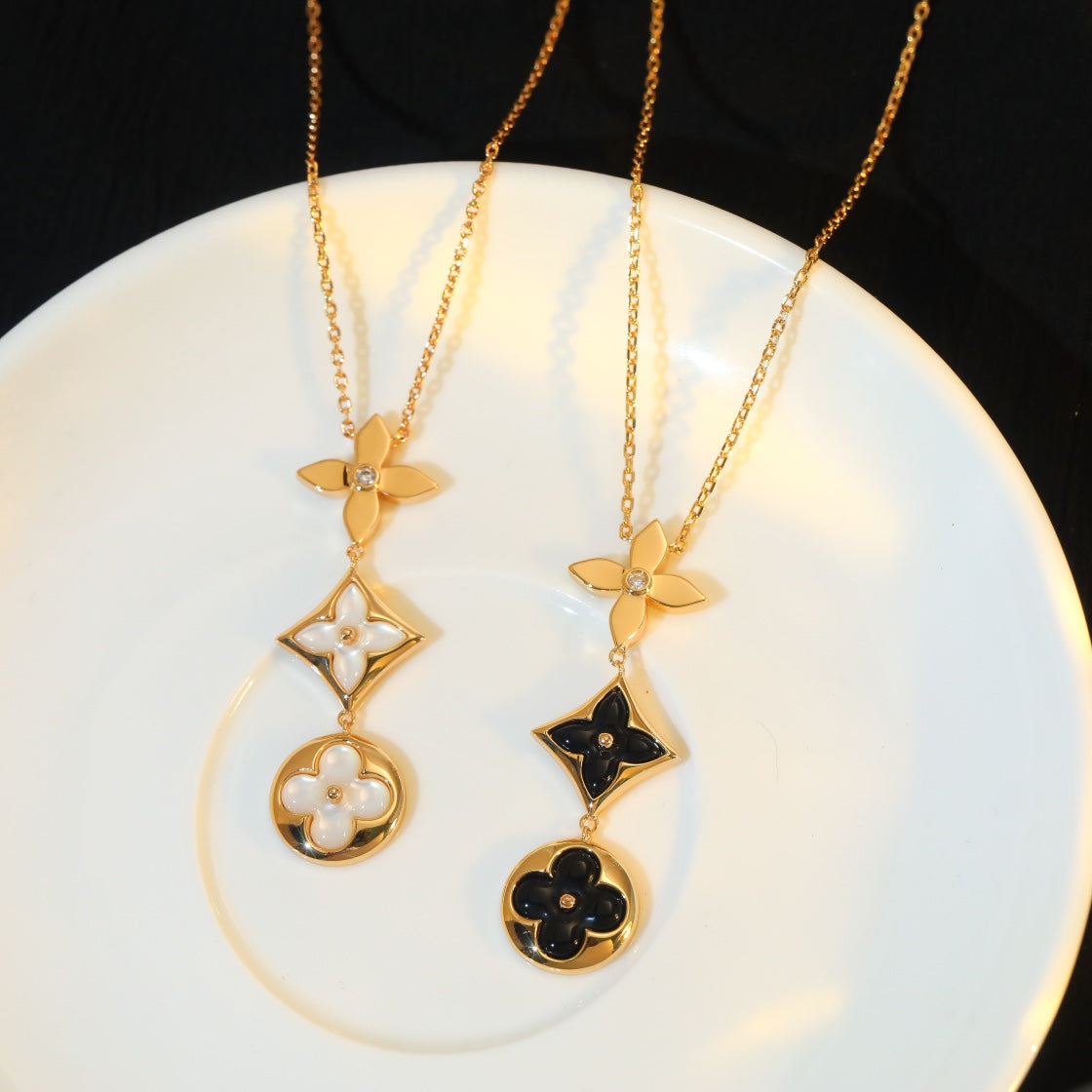 [Polaidi Jewelry]STAR AND SUN ONYX PINK GOLD NECKLACE