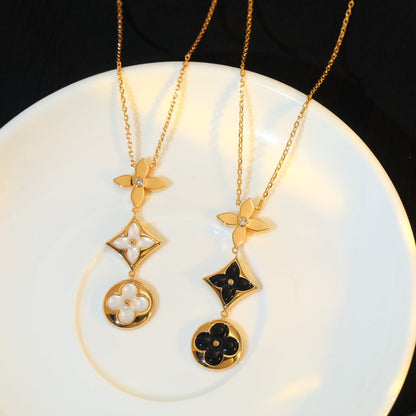 [Polaidi Jewelry]STAR AND SUN ONYX PINK GOLD NECKLACE