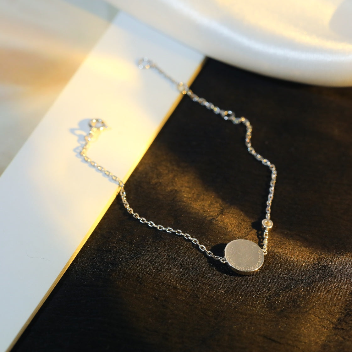 [：Polaidi Jewelry]SUN MOTIF PINK MOP SILVER BRACELET