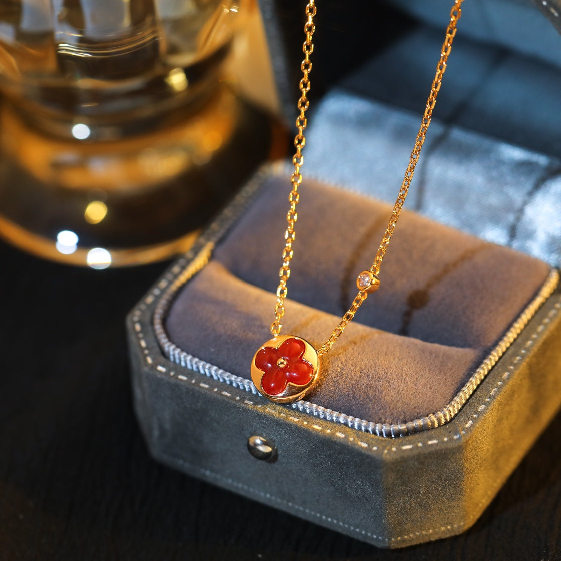 [Polaidi Jewelry]SUN PEDANT PINK GOLD 1 DIAMOND NECKLACE