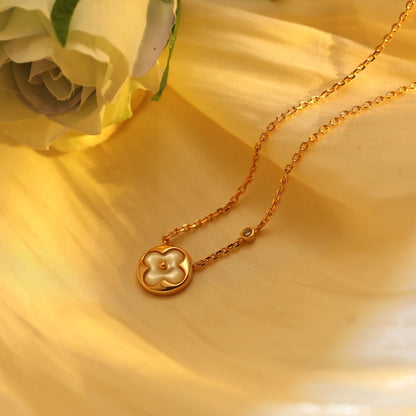 [Polaidi Jewelry]SUN PEDANT PINK GOLD 1 DIAMOND NECKLACE