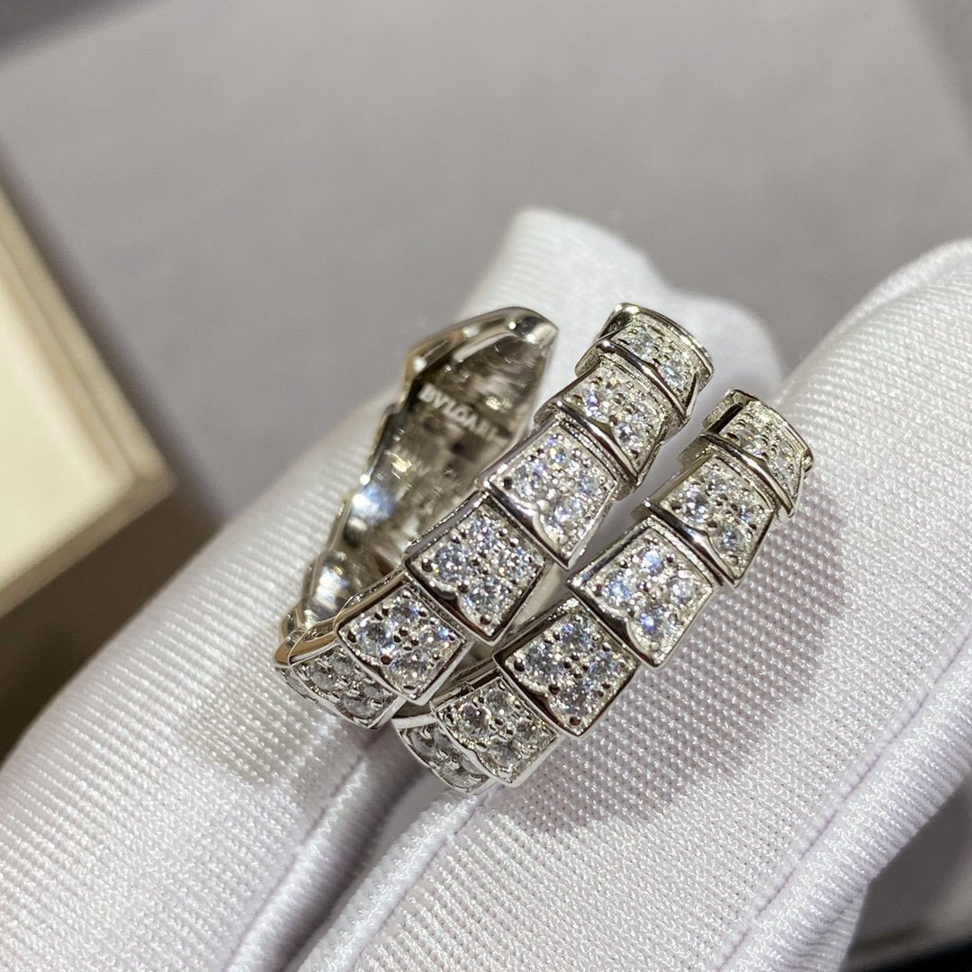 [Polaidi Jewelry]SERPENTI DOUBLE RING SILVER DIAMOND PAVED