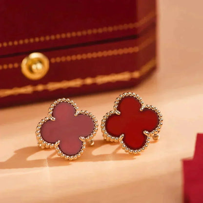 [Polaidi Jewelry]CLOVER MEDIUM 1 MOTIFS CARNELIAN  EARRINGS