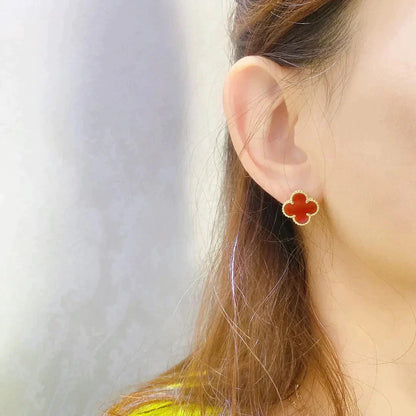 [Polaidi Jewelry]CLOVER MEDIUM 1 MOTIFS CARNELIAN  EARRINGS