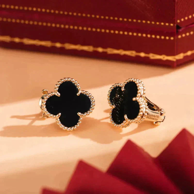 [Polaidi Jewelry]CLOVER MEDIUM 1 MOTIFS  ONYX STUD EARRINGS