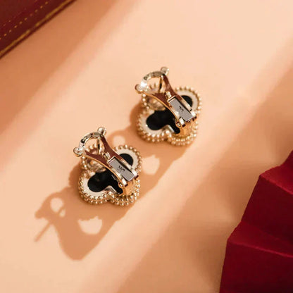 [Polaidi Jewelry]CLOVER MEDIUM 1 MOTIFS  ONYX STUD EARRINGS