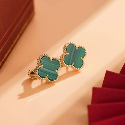 [：Polaidi Jewelry]CLOVER MEDIUM 1 MOTIFS MALACHITE  EARRINGS