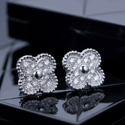 [：Polaidi Jewelry]CLOVER 1 MOTIFS DIAMOND STUD EARRINGS SILVER