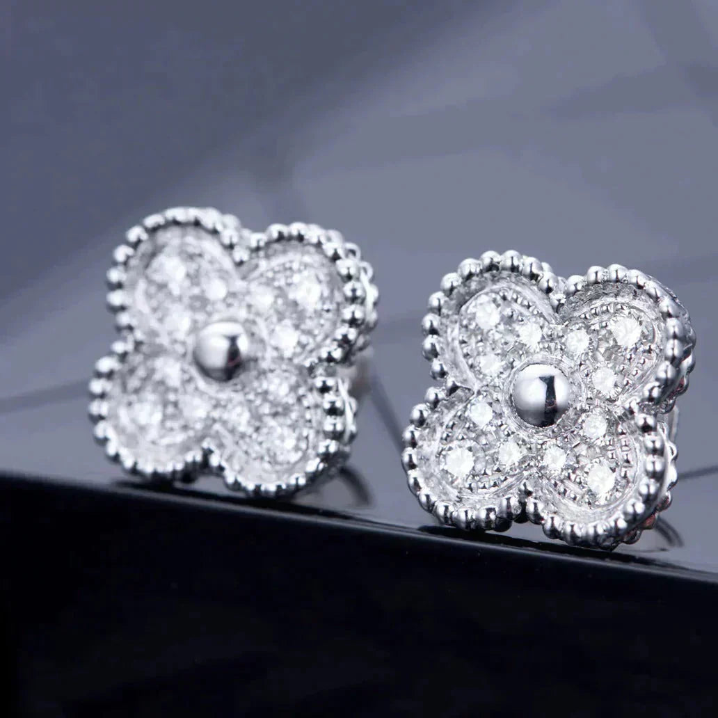 [Polaidi Jewelry]CLOVER 1 MOTIFS DIAMOND STUD EARRINGS SILVER