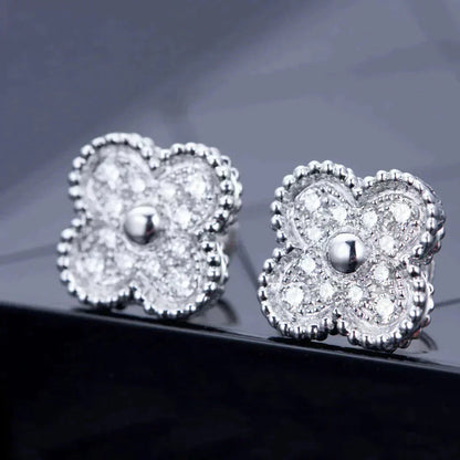 [Polaidi Jewelry]CLOVER 1 MOTIFS DIAMOND STUD EARRINGS SILVER