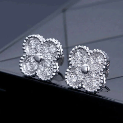 [Polaidi Jewelry]CLOVER 1 MOTIFS DIAMOND STUD EARRINGS SILVER