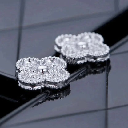 [Polaidi Jewelry]CLOVER 1 MOTIFS DIAMOND STUD EARRINGS SILVER