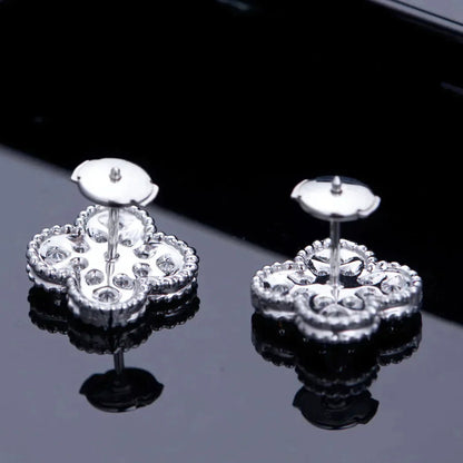 [：Polaidi Jewelry]CLOVER 1 MOTIFS DIAMOND STUD EARRINGS SILVER