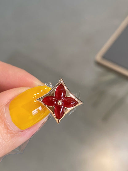 [：Polaidi Jewelry]STAR AND SUN PINK GOLD CARNELIAN STUD EARRINGS