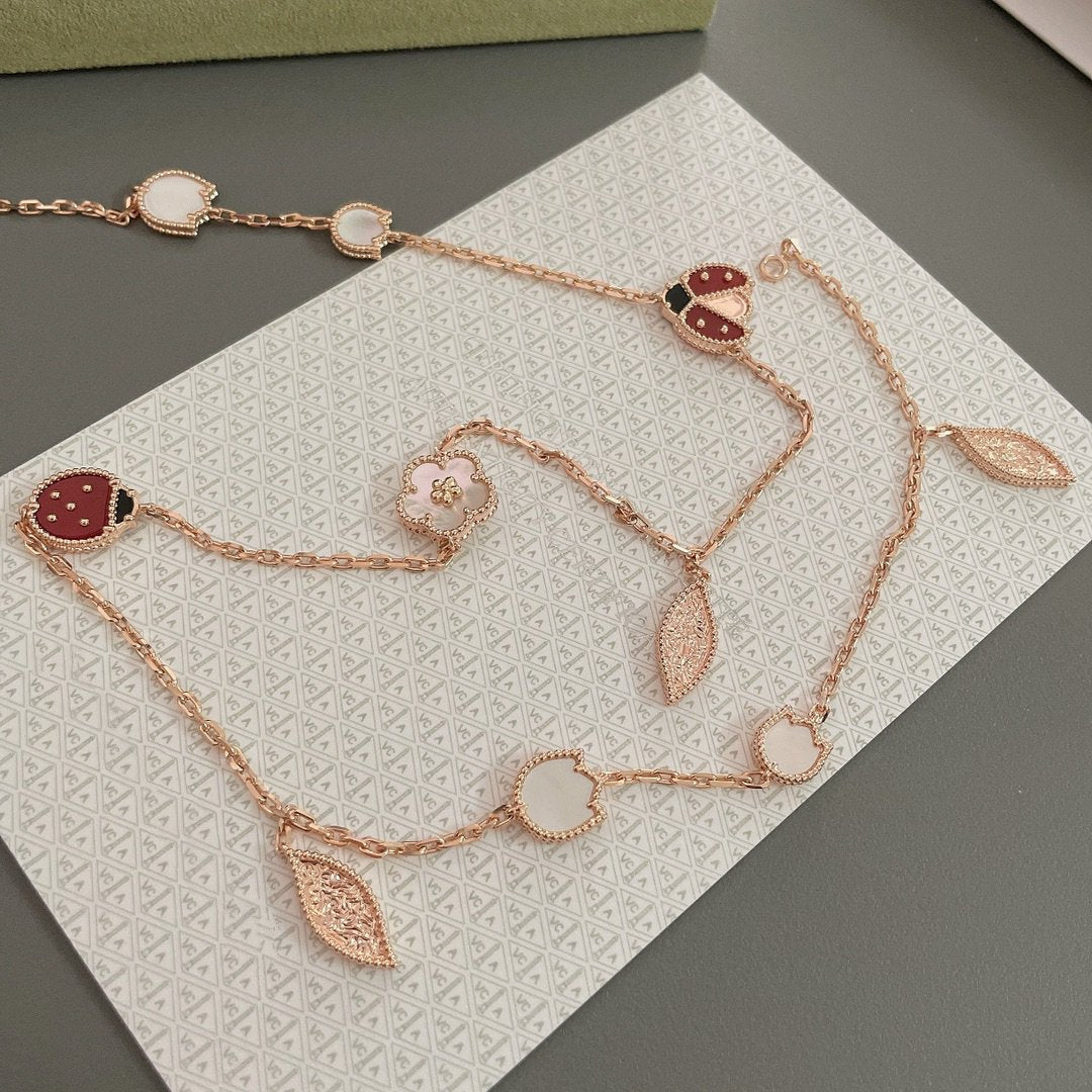 [Polaidi Jewelry]LUCKY SPRING 15 MOTIFS ROSE GOLD NECKLACE