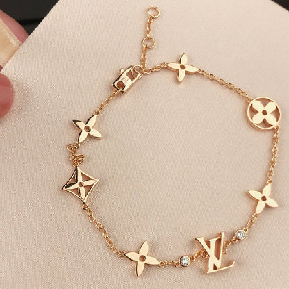 [Polaidi Jewelry]STAR AND SUN 7 MOTIFS GOLD BRACELET