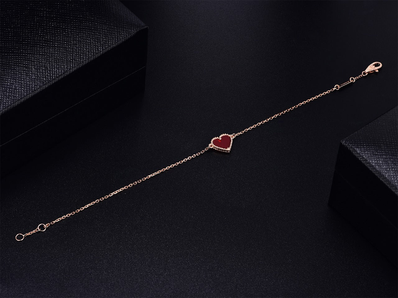 [：Polaidi Jewelry]HEART CARNELIAN PINK GOLD BRACELET