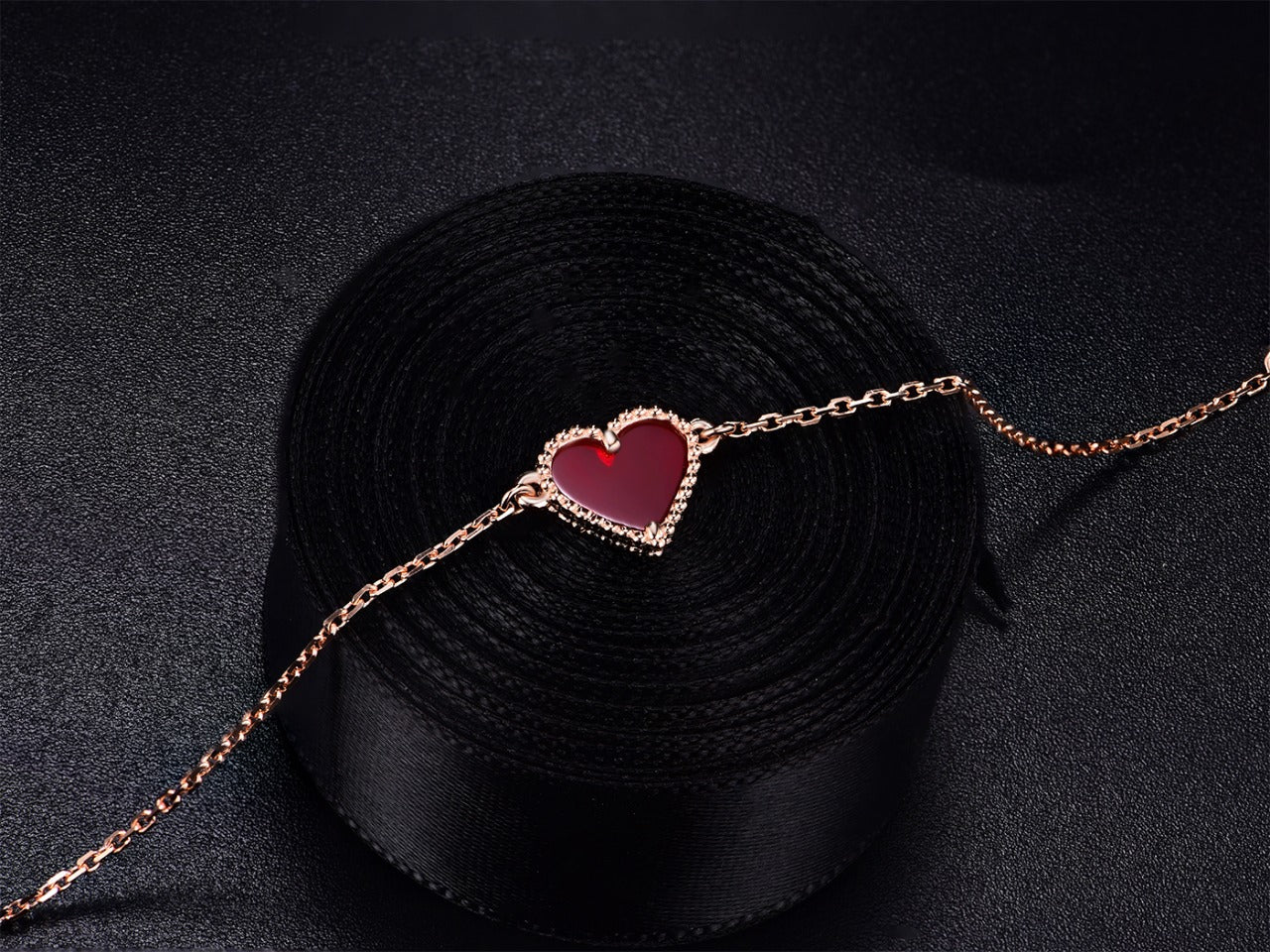 [：Polaidi Jewelry]HEART CARNELIAN PINK GOLD BRACELET