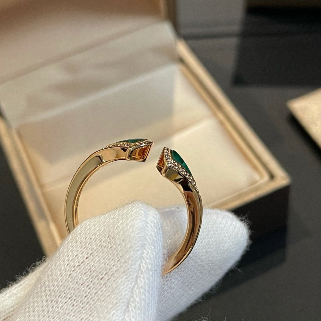 [Polaidi Jewelry]DREAM MALACHITE DIAMOND OPEN RING