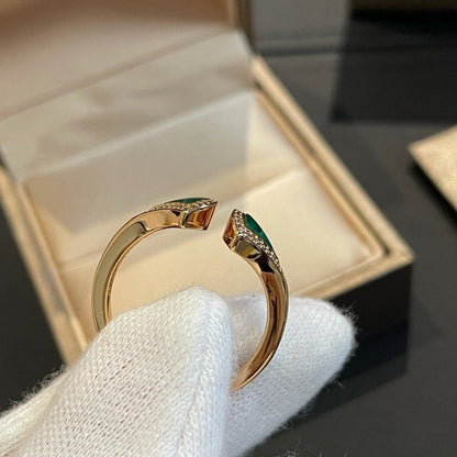 [Polaidi Jewelry]DREAM MALACHITE DIAMOND OPEN RING