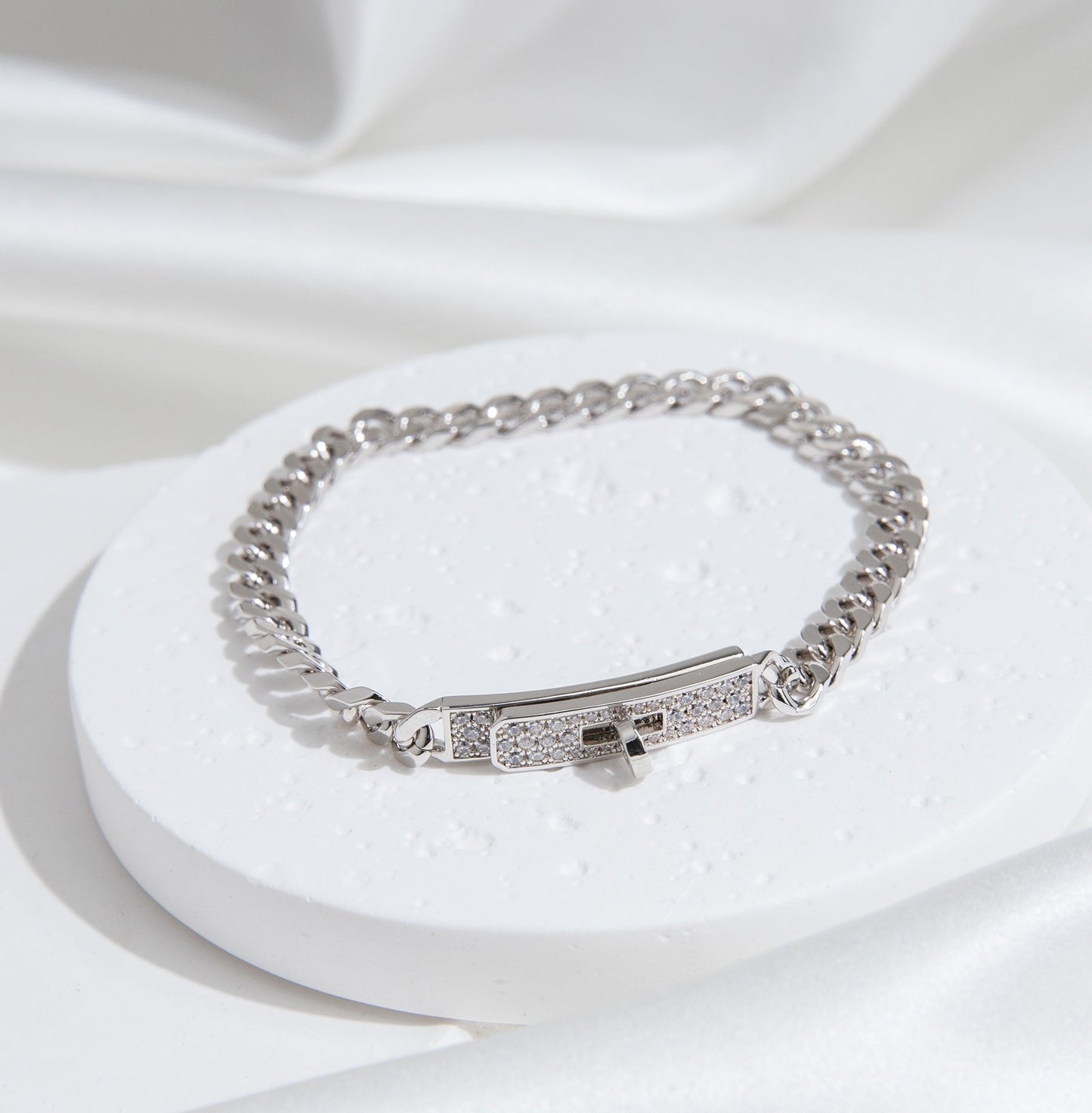 [：Polaidi Jewelry]KELLY CHAIN SILVER DIAMOND BRACELET