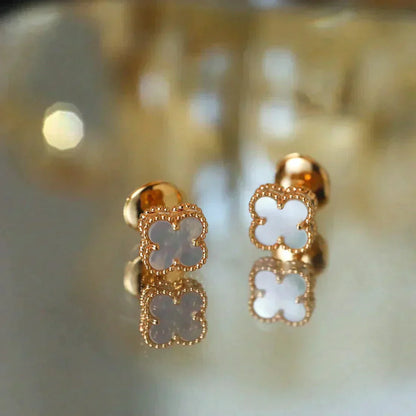 [Polaidi Jewelry]CLOVER MINI 9.5MM WHITE MOP EARRINGS