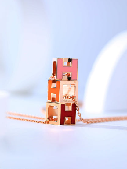 [Polaidi Jewelry]H CAGE PINK GOLD NECKLACE