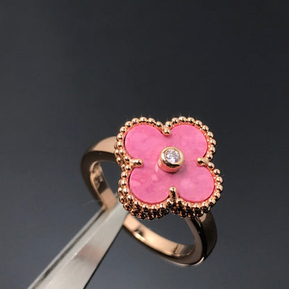 [Polaidi Jewelry]CLOVER RHODONITE ROSE GOLD RING
