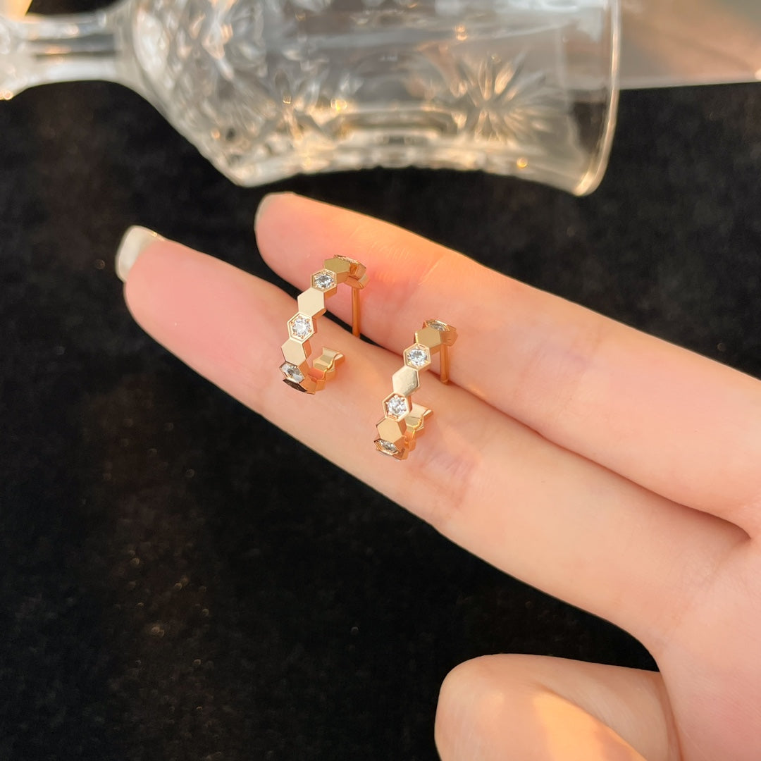 [Polaidi Jewelry]BEE LOVE DIAMOND HOOP EARRINGS