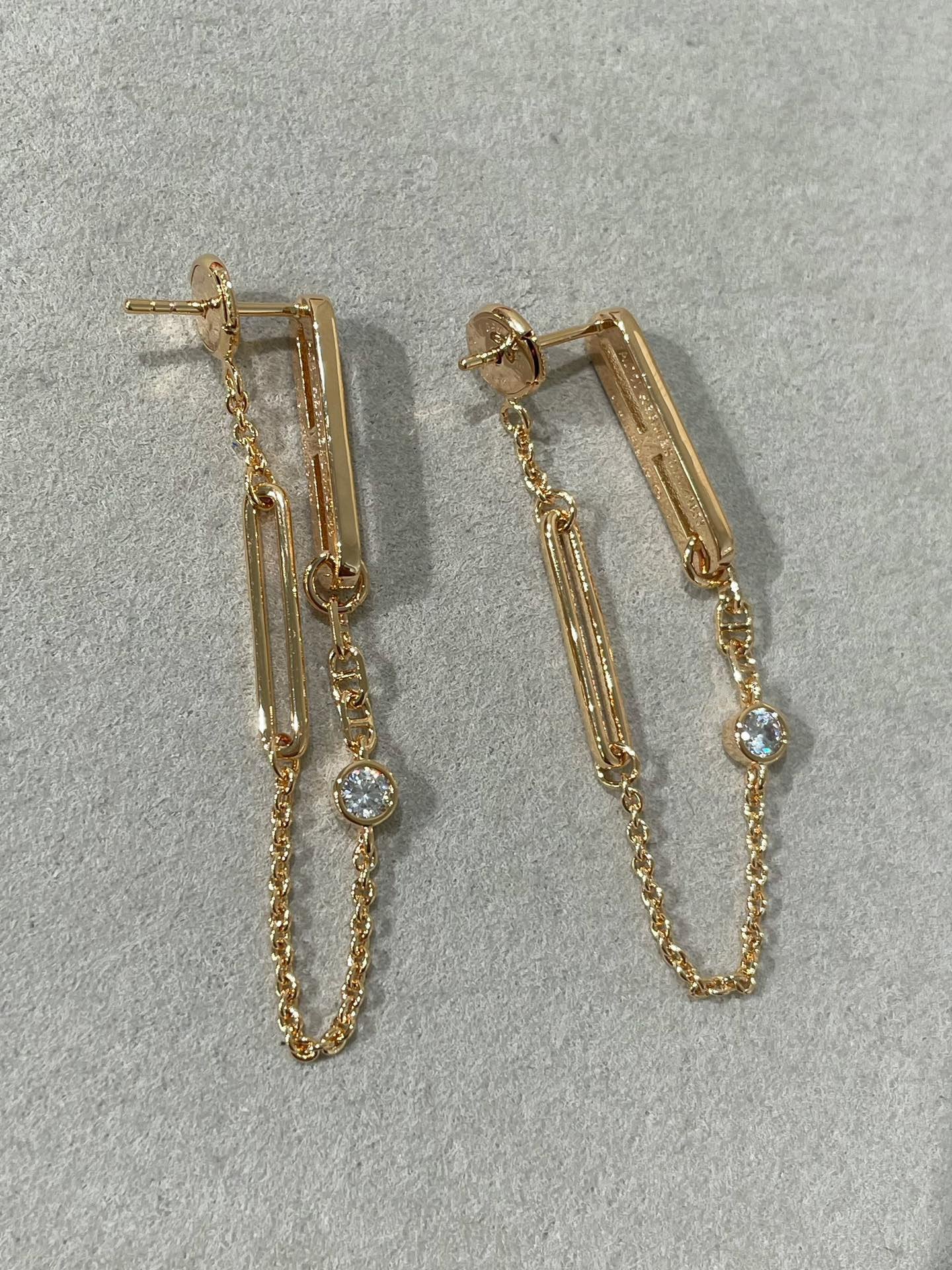 [：Polaidi Jewelry]CHAINE CHAOS DIAMOND DROP EARRINGS