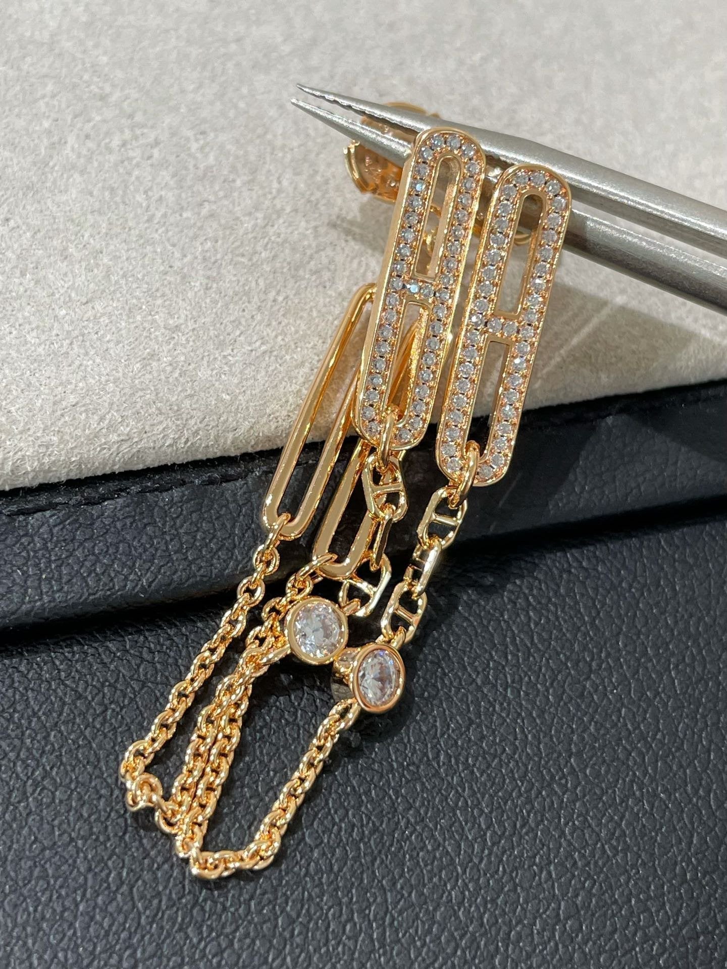 [Polaidi Jewelry]CHAINE CHAOS DIAMOND DROP EARRINGS