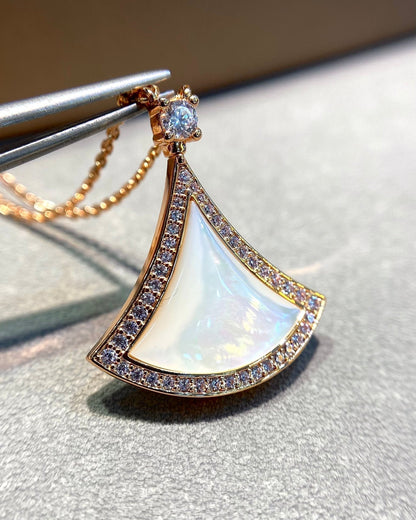 [Polaidi Jewelry]DREAM MOP DIAMOND PAVED PINK GOLD NECKLACE