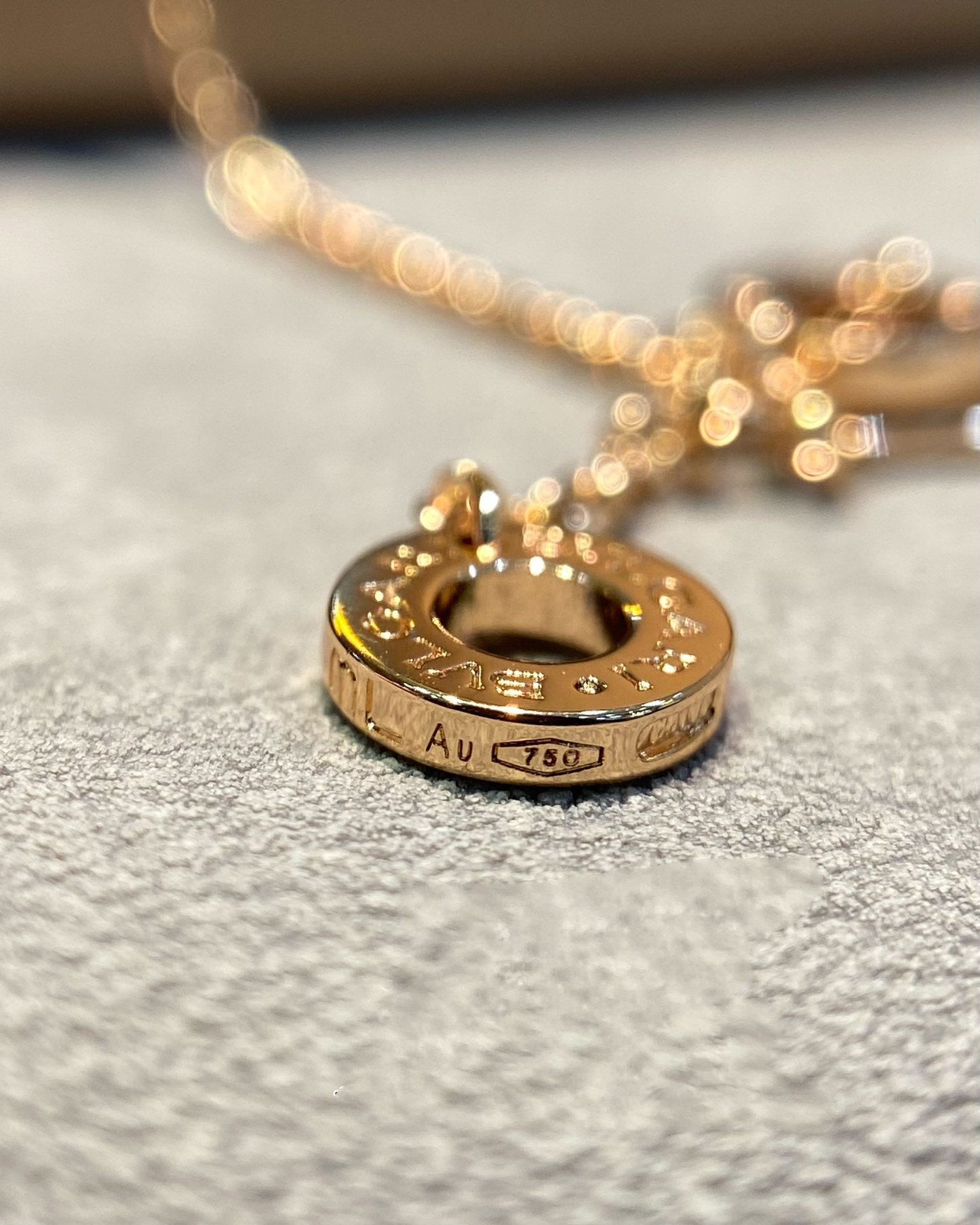 [Polaidi Jewelry]DREAM MOP DIAMOND PAVED PINK GOLD NECKLACE