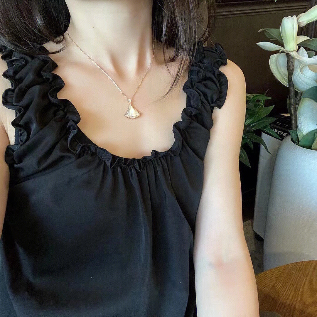 [Polaidi Jewelry]DREAM MOP DIAMOND PAVED PINK GOLD NECKLACE
