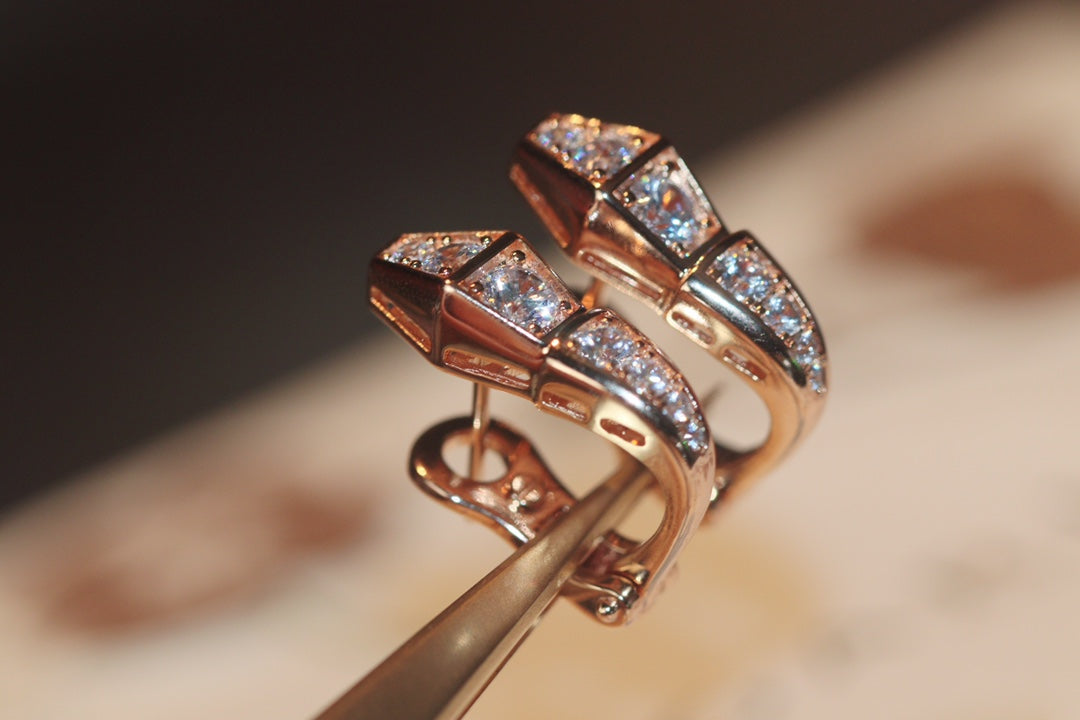 [Polaidi Jewelry]SERPENT PINK GOLD DIAMOND EARRINGS
