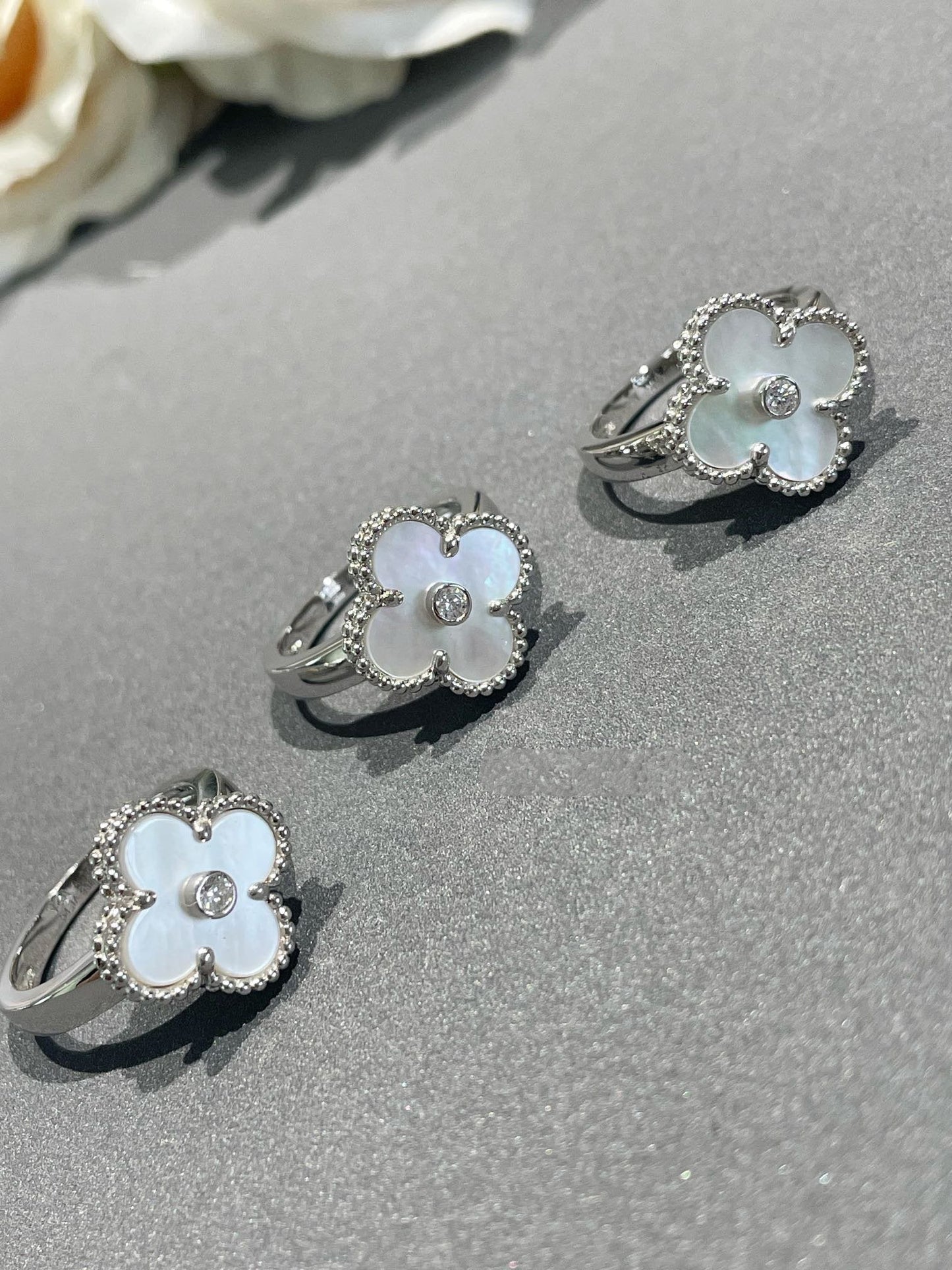 [：Polaidi Jewelry]CLOVER SILVER MOP DIAMOND RING