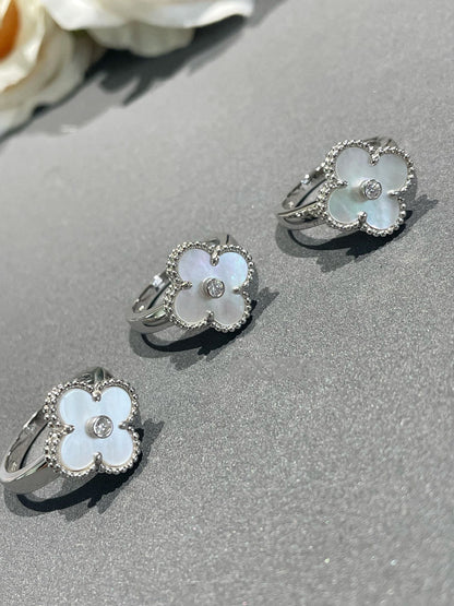 [：Polaidi Jewelry]CLOVER SILVER MOP DIAMOND RING