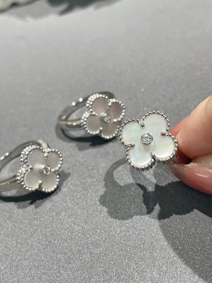 [Polaidi Jewelry]CLOVER SILVER MOP DIAMOND RING